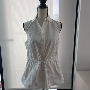 Athleta Womens Top Size Medium White Sleeveless Drawstring Active Shirt